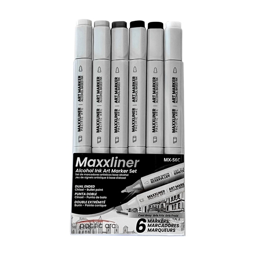 Pacific Arc MaxxLiner Art Markers - Cool Grey Set of 6