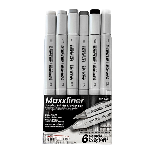 Pacific Arc MaxxLiner Art Markers - Neutral Grey Set of 6