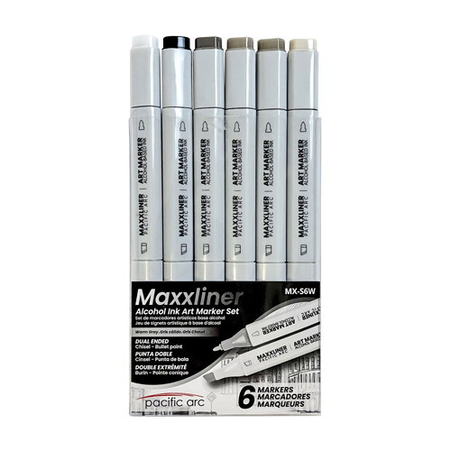Pacific Arc MaxxLiner Art Markers - Warm Grey Set of 6