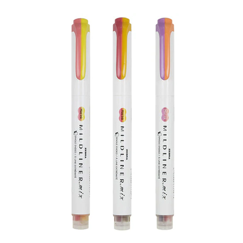 Zebra Mildliner Mix Highlighter - Warm, 3-pack