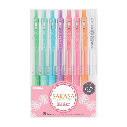 Zebra Sarasa Milk Pens Pastel Set of 8