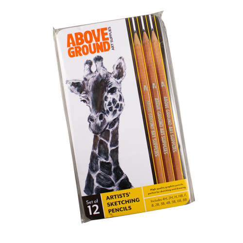 Above Ground Sketching Pencils  Tin Set of 12