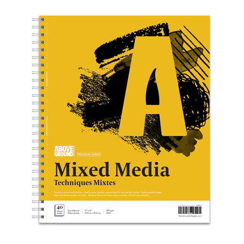 Above Ground Premium Series Mixed Media Pad - 11" x 14", Spiral Bound