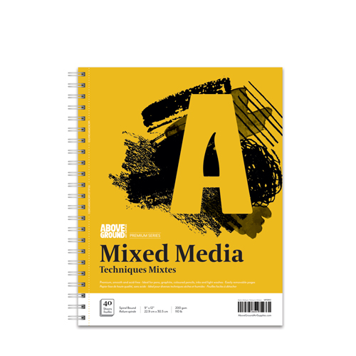 Above Ground Premium Series Mixed Media Pad - 9" x 12", Spiral Bound