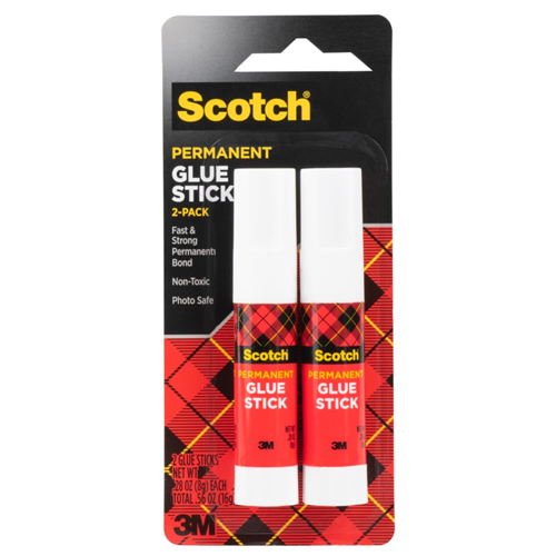 3M Scotch Permanent Glue Stick - 0.28 oz, 2-Pack
