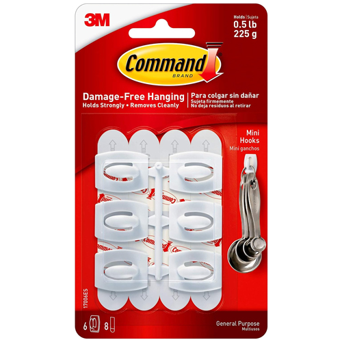 3M Command Mini Hooks - 6-pack