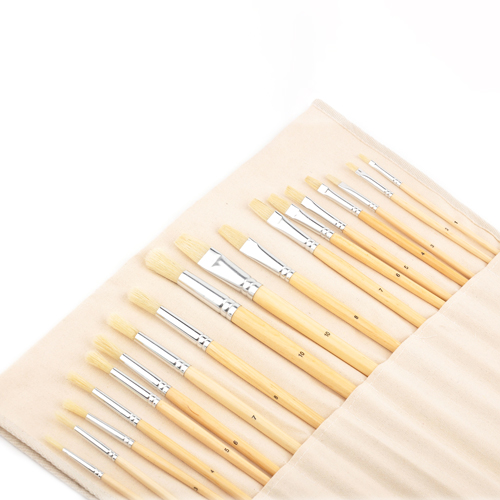 18-Piece Brush Set with Canvas Holder