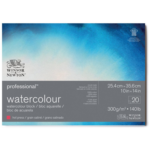 Winsor & Newton - Watercolour Professional Hot Press Block - 20 sheets  10 x 14