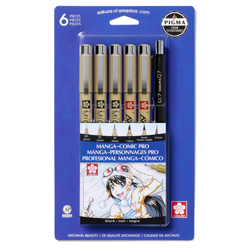 Sakura Pigma - Manga Comic Pro Drawing Kit - Set of 6