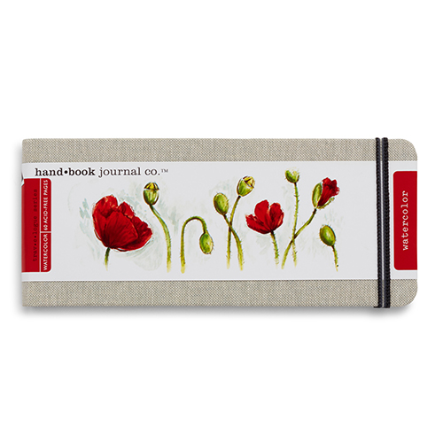 Travelogue Watercolour Journal  Pocket Panorama  30 Linen Sheets  8.5 x 3.5 in.