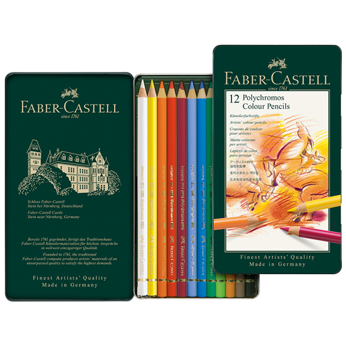 Faber-Castell Polychromos Coloured Pencils - Tin Set of 12