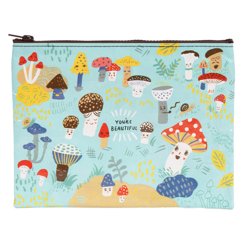 Blue Q Zipper Pouch - Cute Lil Mushrooms