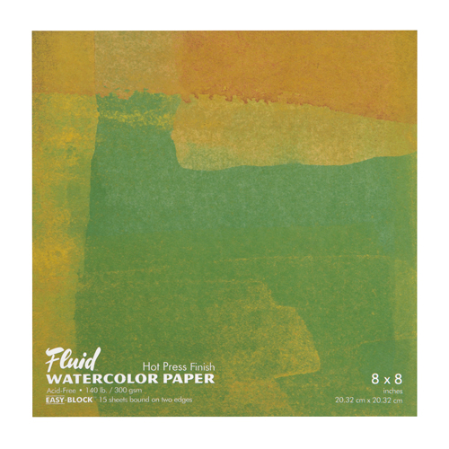 Fluid Watercolour Paper Easy-Block Hot Press 8" x 8"