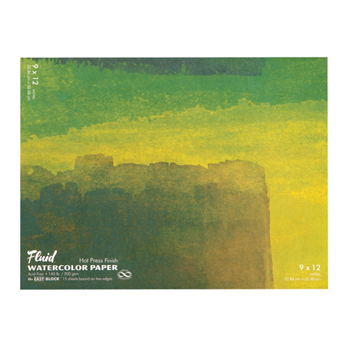 Fluid Watercolour Paper Easy-Block Hot Press 9" x 12"