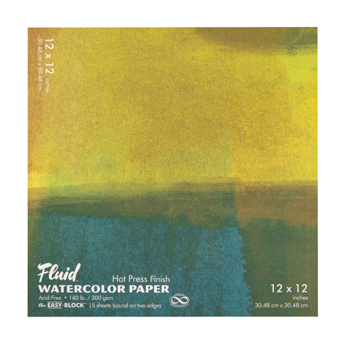Fluid Watercolour Paper Easy-Block Hot Press 12" x 12" 