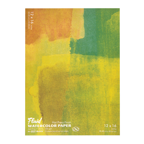 Fluid Watercolour Paper Easy-Block Hot Press 12" x 16"
