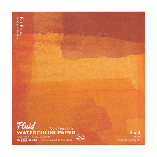Fluid Watercolour Paper Easy-Block Cold Press 8" x 8"