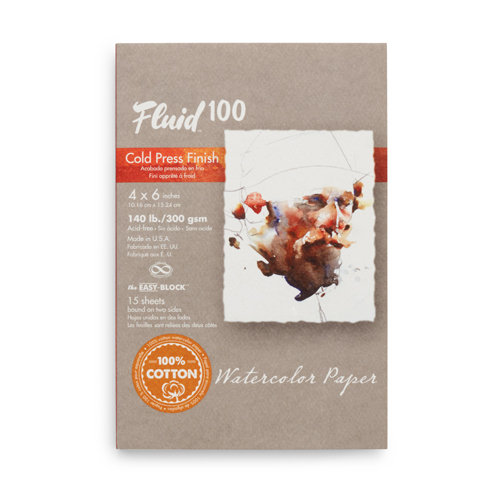 Fluid 100 Watercolour Block - 140 lb, Cold Press - 4" x 6"