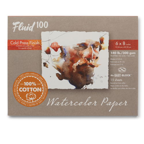 Fluid 100 Watercolour Block - 140 lb, Cold Press - 6" x 8"