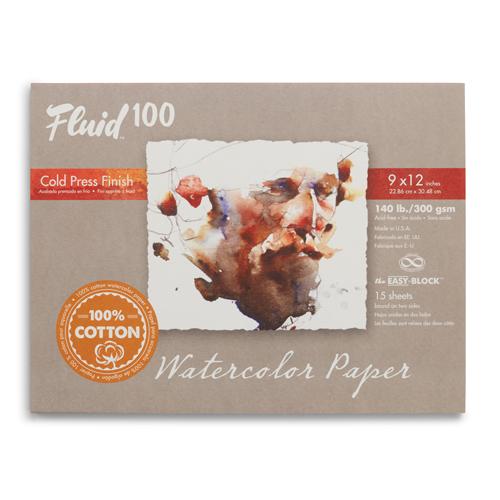 Fluid 100 Watercolour Block - 140 lb, Cold Press - 9" x 12"