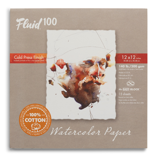 Fluid 100 Watercolour Block - 140 lb, Cold Press - 12" x 12"