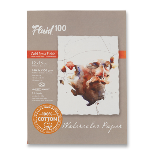 Fluid 100 Watercolour Block - 140 lb, Cold Press - 12" x 16"