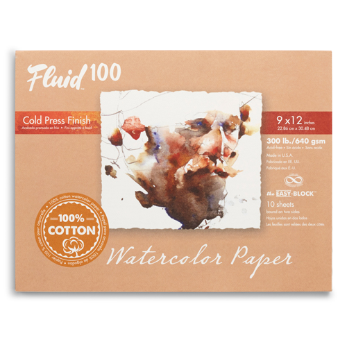 Fluid 100 Watercolour Block - 300 lb, Cold Press - 9" x 12"