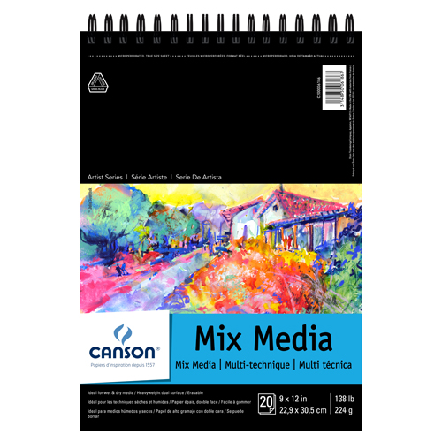 Canson Artist Series Mix Media Pad  138lb  9" x 12"