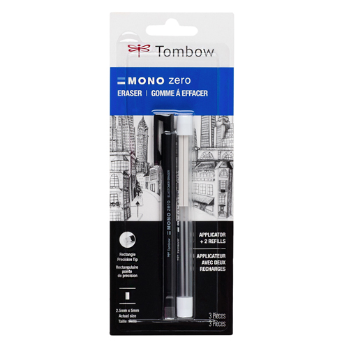 Tombow MONO Zero Rectangular Eraser + Refill Value Pack