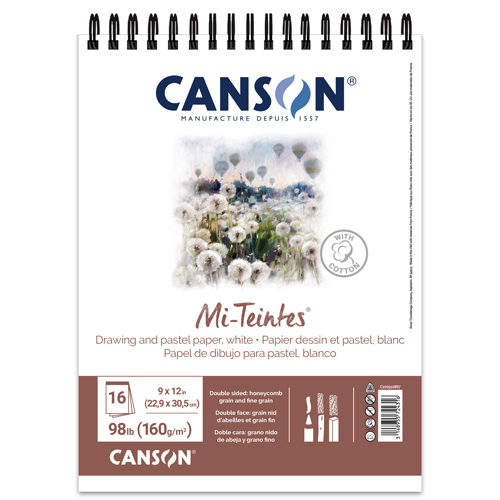 Canson Mi Teintes Pastel Pad - White, 9" x 12", 16 Sheets