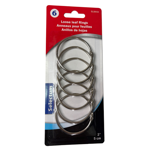 Selectum Loose Leaf Snap Rings - 2", 6-pack