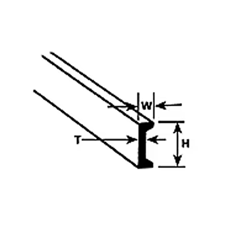 Plastruct Styrene Channel - 3/16" x 15" - Pack of 5