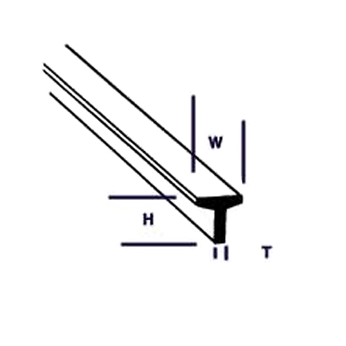 Plastruct Styrene Tee - 1/8" x 15" - Pack of 7