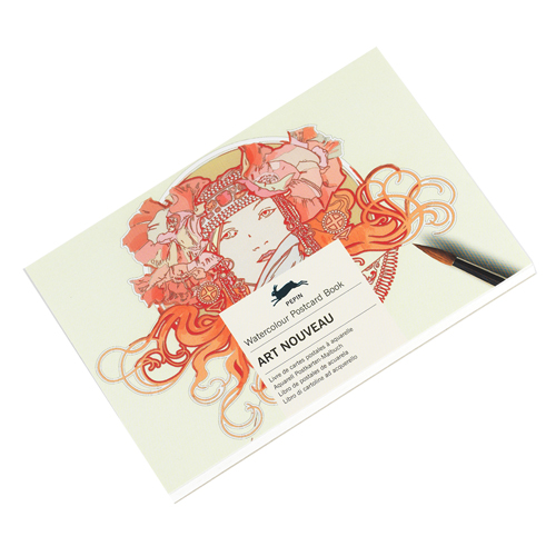 Pepin Watercolour Postcard Colouring Book - Art Nouveau