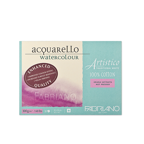 Fabriano Artistico Hot Press Watercolour Block  � Traditional White  � 10" X 14"
