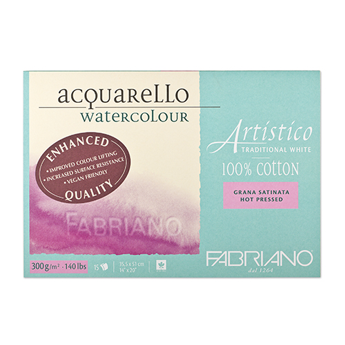 Fabriano Artistico Hot Press Watercolour Block  � Traditional White  � 14" x 20" 