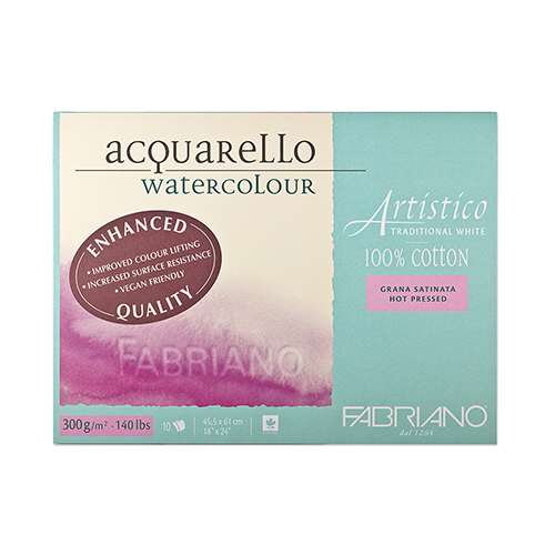Fabriano Artistico Hot Press Watercolour Block  � Traditional White  � 18" x 24" 