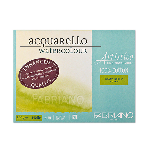 Fabriano Artistico Cold Press Watercolour Block  � Traditional White  � 12" x 16" 