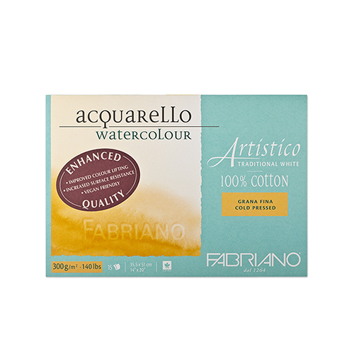 Fabriano Artistico Cold Press Watercolour Block  � Traditional White  � 14" x 20" 