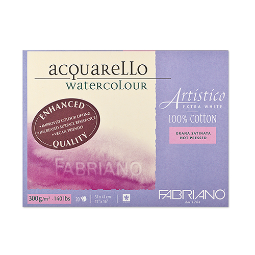 Fabriano Artistico Hot Press Watercolour Block  � Extra White  � 12" x 16"
