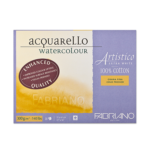 Fabriano Artistico Cold Press Watercolour Block  � Extra White  � 12" x 16" 