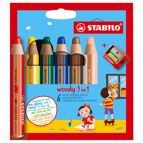 Stabilo Woody 3 in 1 - Wallet of 6