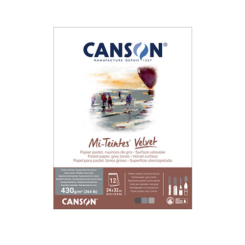 Canson Mi-Teintes&reg; Velvet Pad � 9� x 12� � Grey Tones