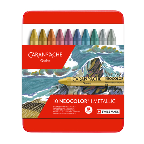 Caran D�Ache Neocolor I Wax Oil Pastels - Metallic Set of 10