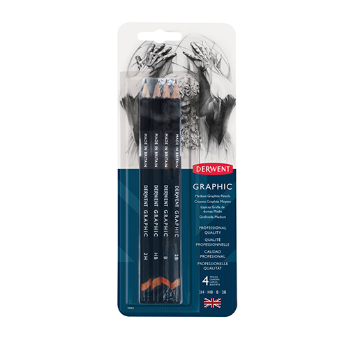 Derwent Graphic Pencils Medium 4 Blister Set
