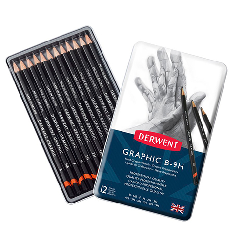 Derwent Graphic Pencils Hard - 12 Tin Set