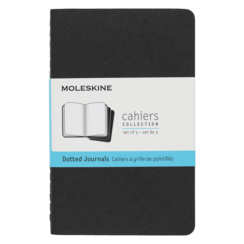 Moleskine Cahier Dotted Journals - Pocket, Black, Set of 3