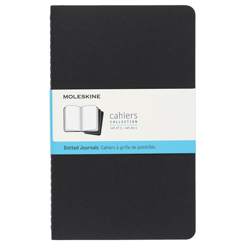 Moleskine Cahier Dotted Journals - Large, Black, Set of 3