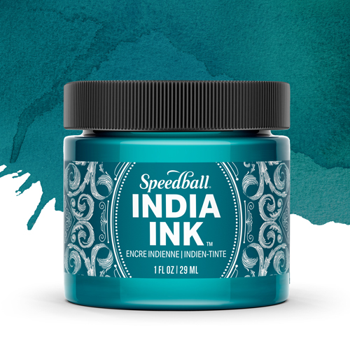 Speedball India Ink - Teal Agate - 1 oz