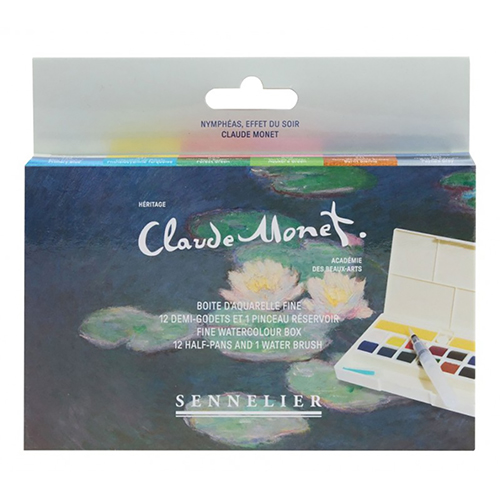 Sennelier x Claude Monet - Watercolour Set of 12 Half-Pans - Water Lilies, Evening Effect